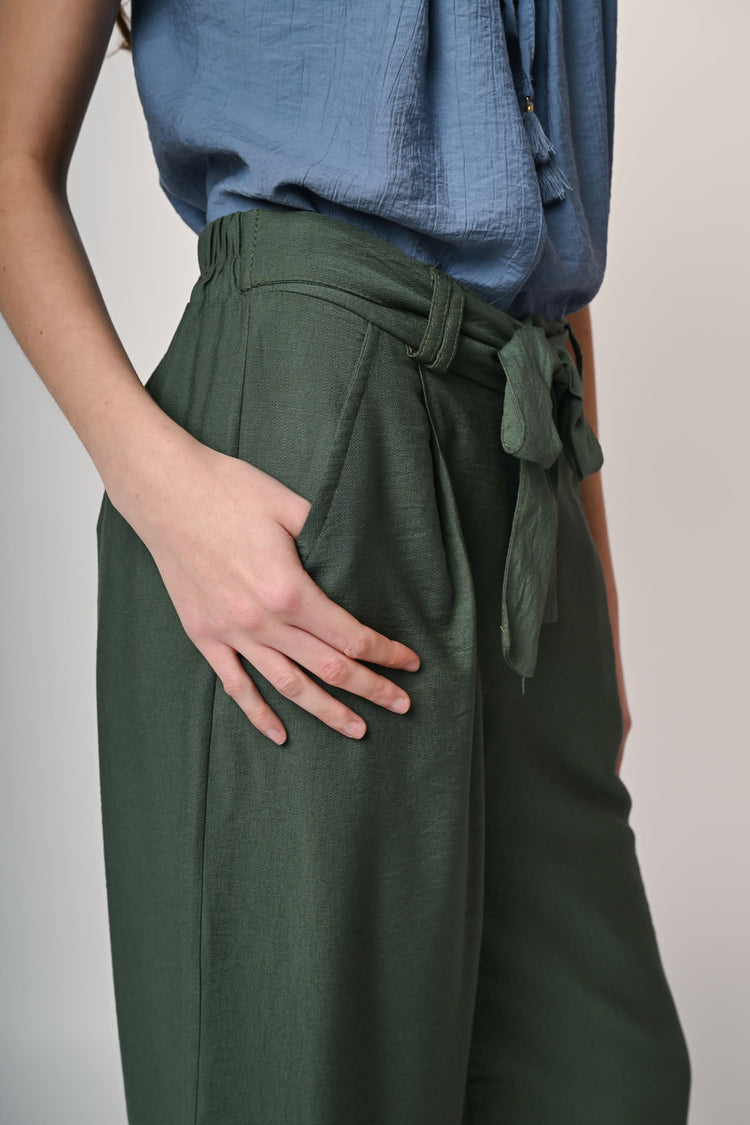 Pantaloni misto viscosa con cintura