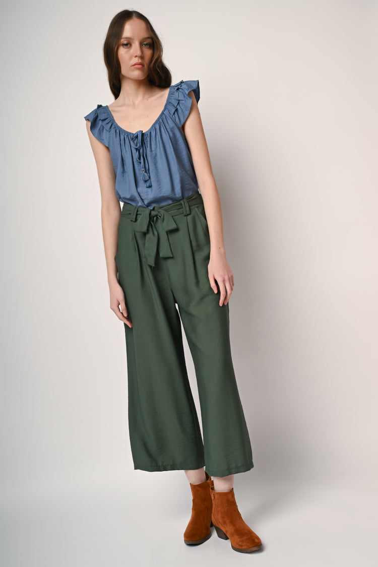 Pantaloni misto viscosa con cintura