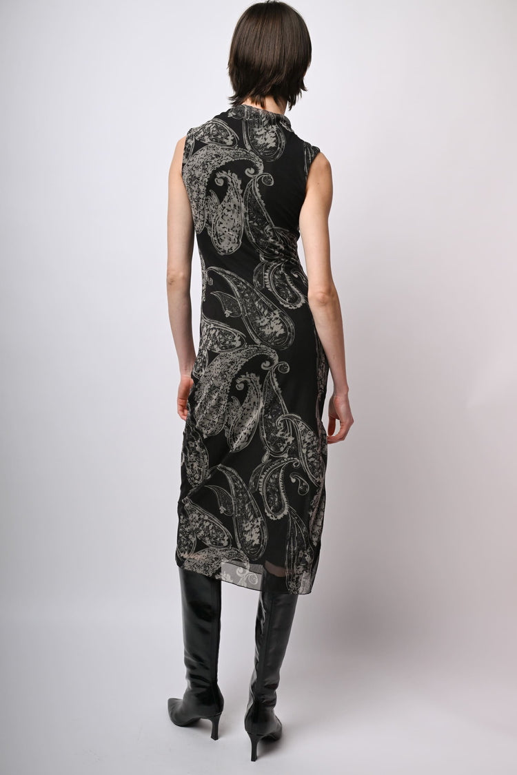 Abito midi in tulle a stampa paisley