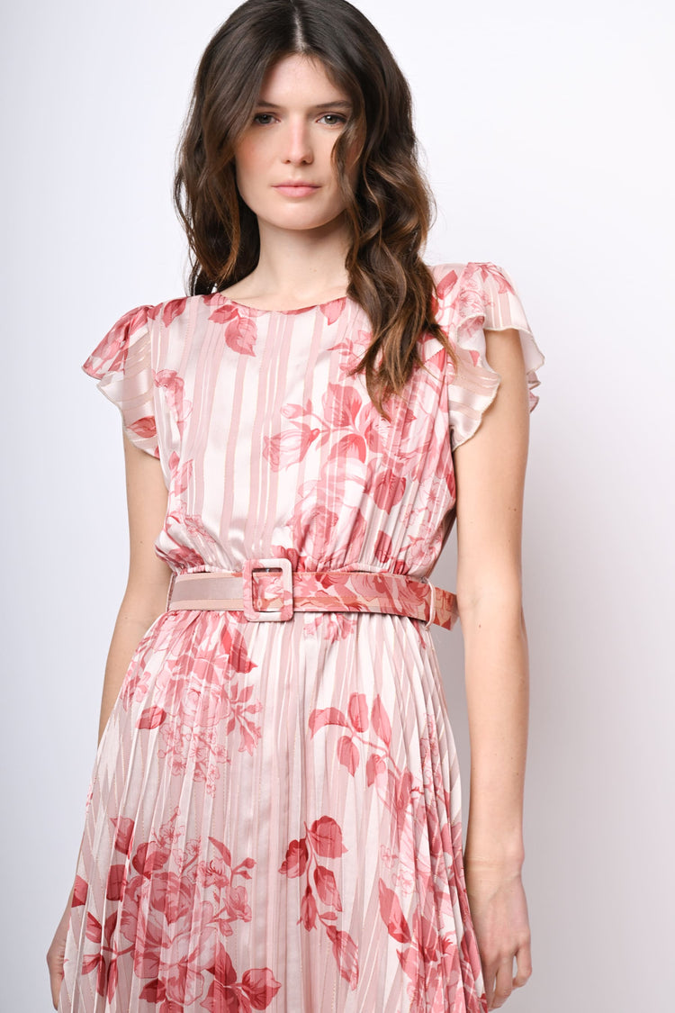 Mini abito in georgette lurex a stampa floreale