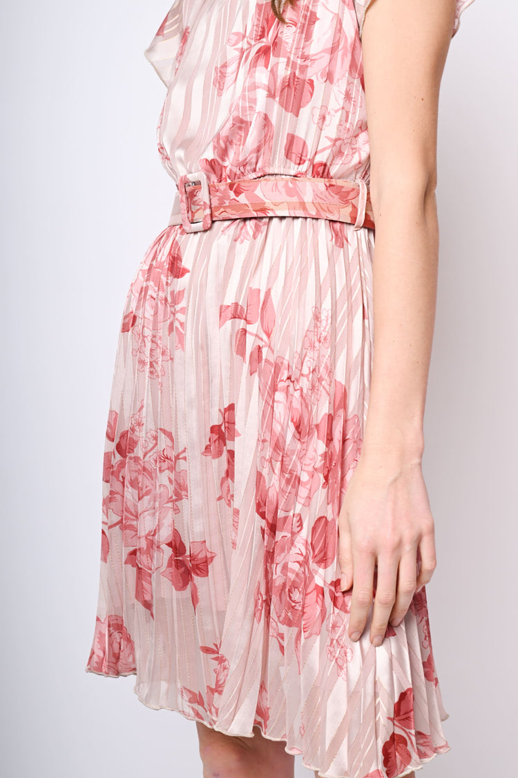 Mini abito in georgette lurex a stampa floreale