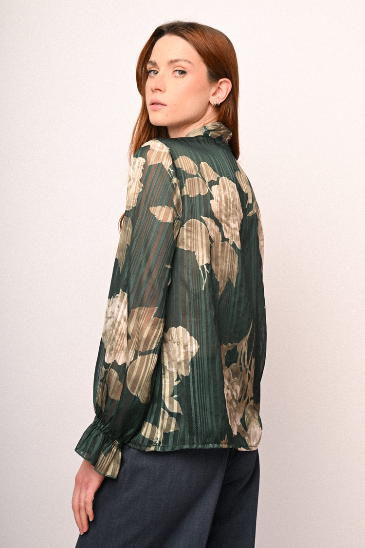 Blusa con fiocco e stampa floreale