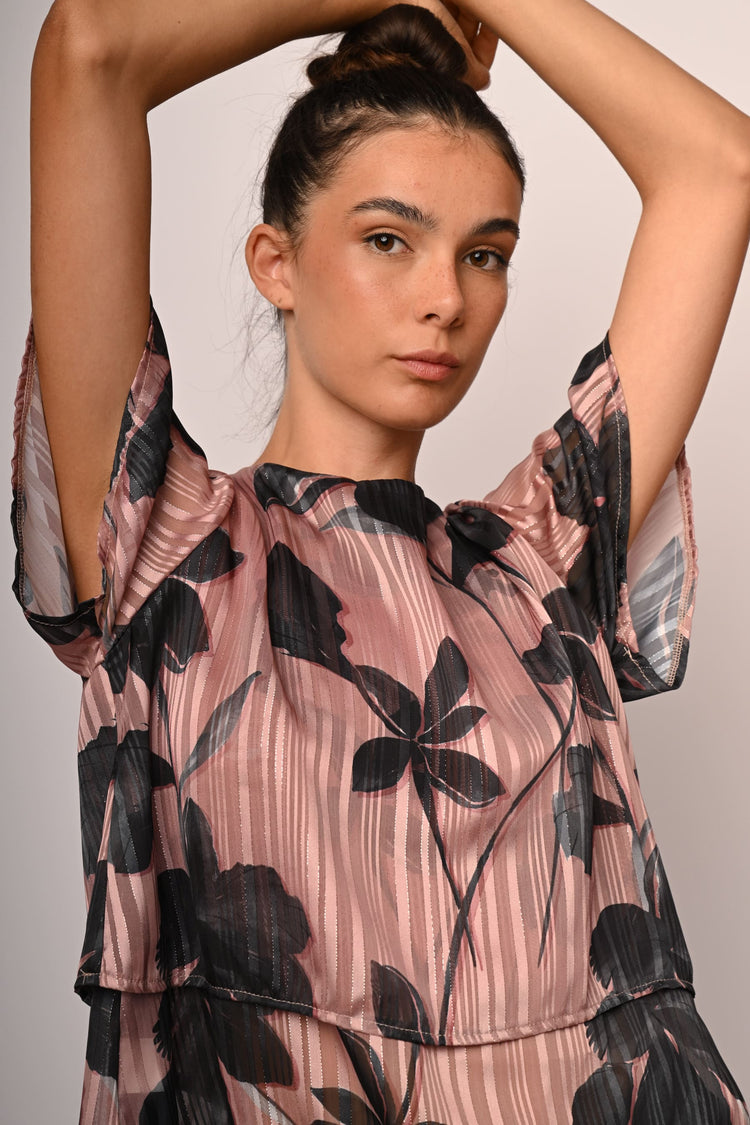 Top in georgette lurex a stampa floreale