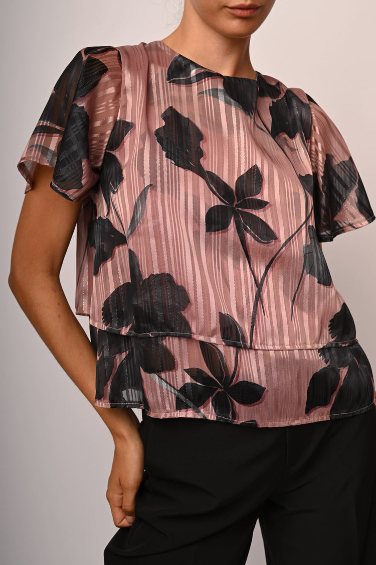 Top in georgette lurex a stampa floreale