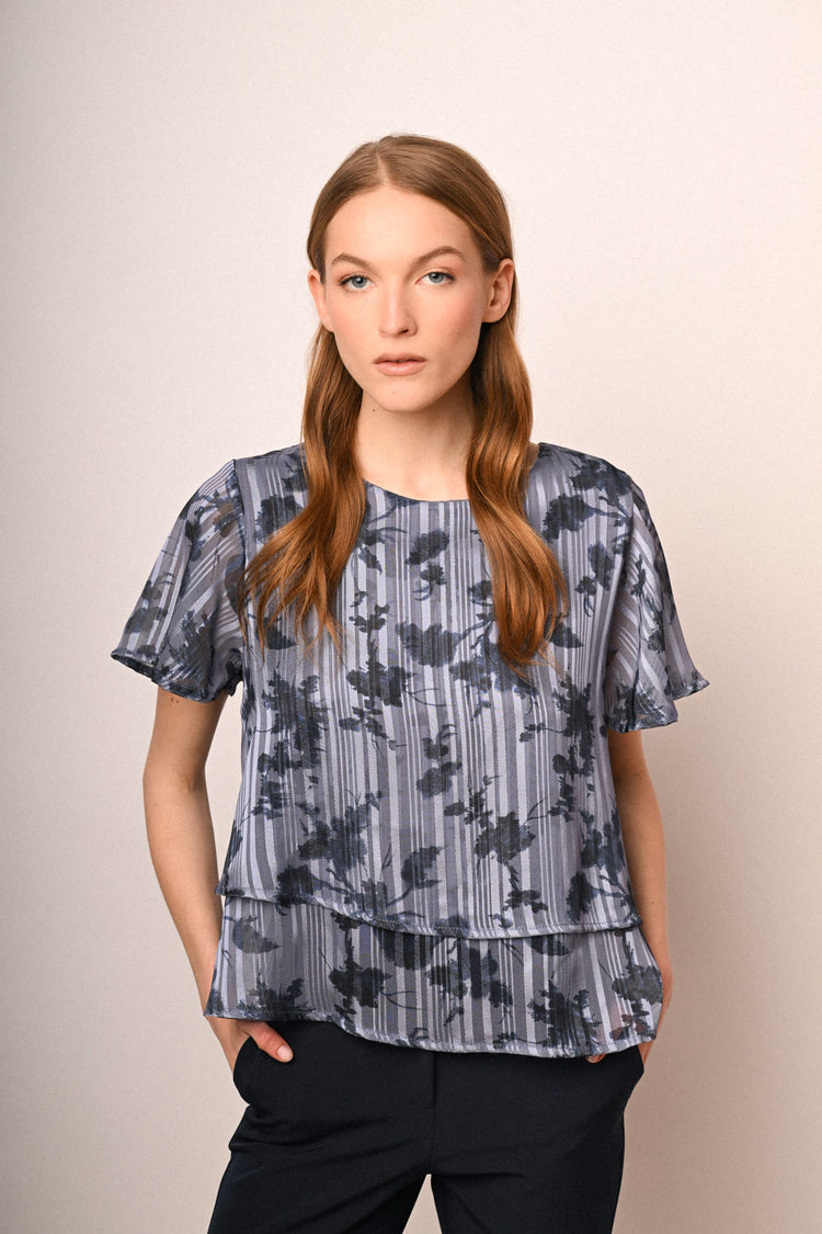 Blusa in georgette lurex a stampa floreale
