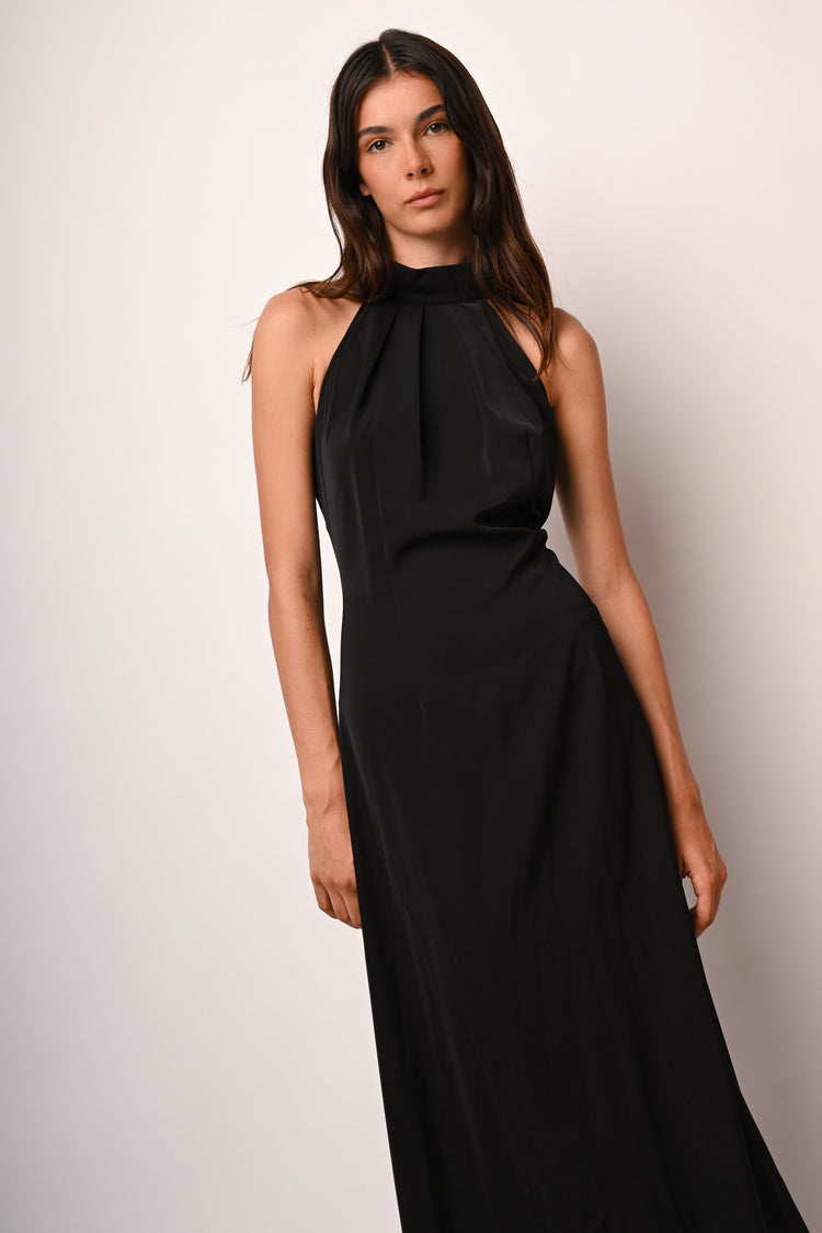 Abito lungo allamericana con cut-out
