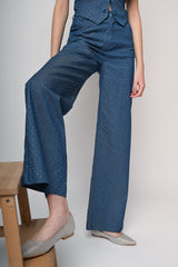 Pantaloni palazzo in denim con strass