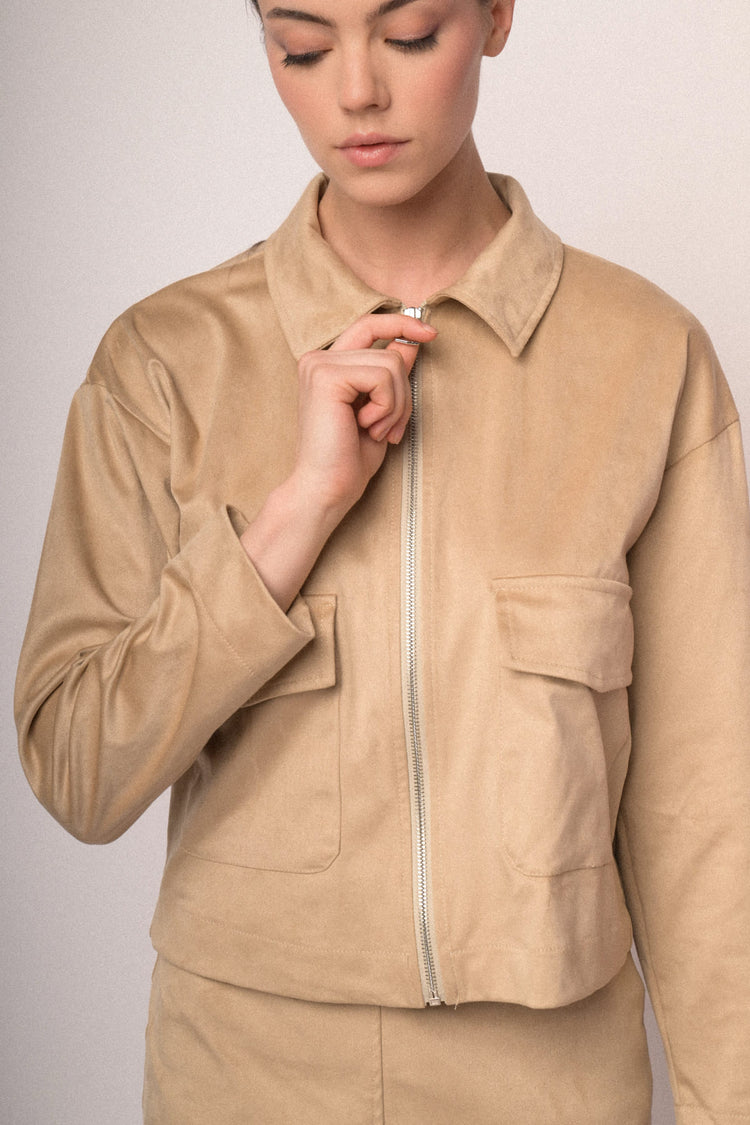 Giacca in faux suede con zip