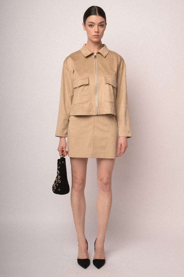 Giacca in faux suede con zip