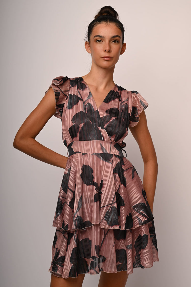 Abito in georgette lurex a stampa floreale