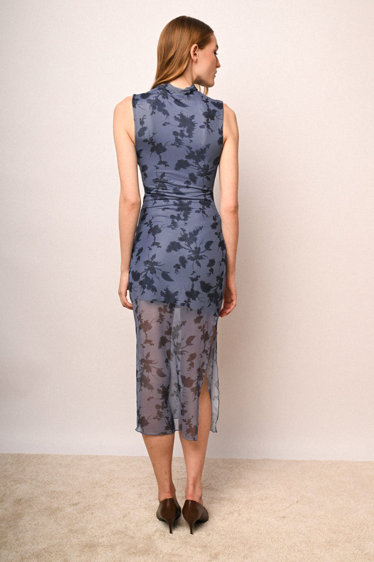 Abito midi in tulle a stampa floreale