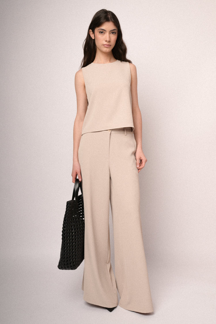 Pantaloni a gamba extra large beige