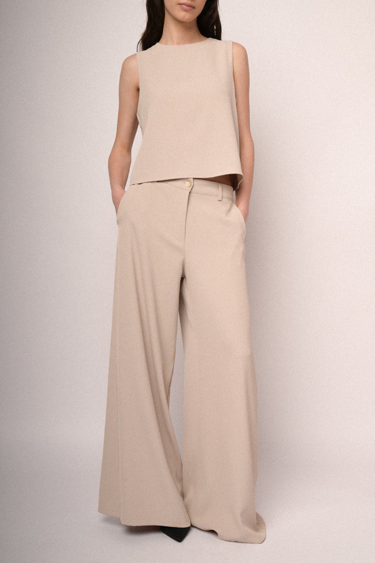 Pantaloni a gamba extra large beige