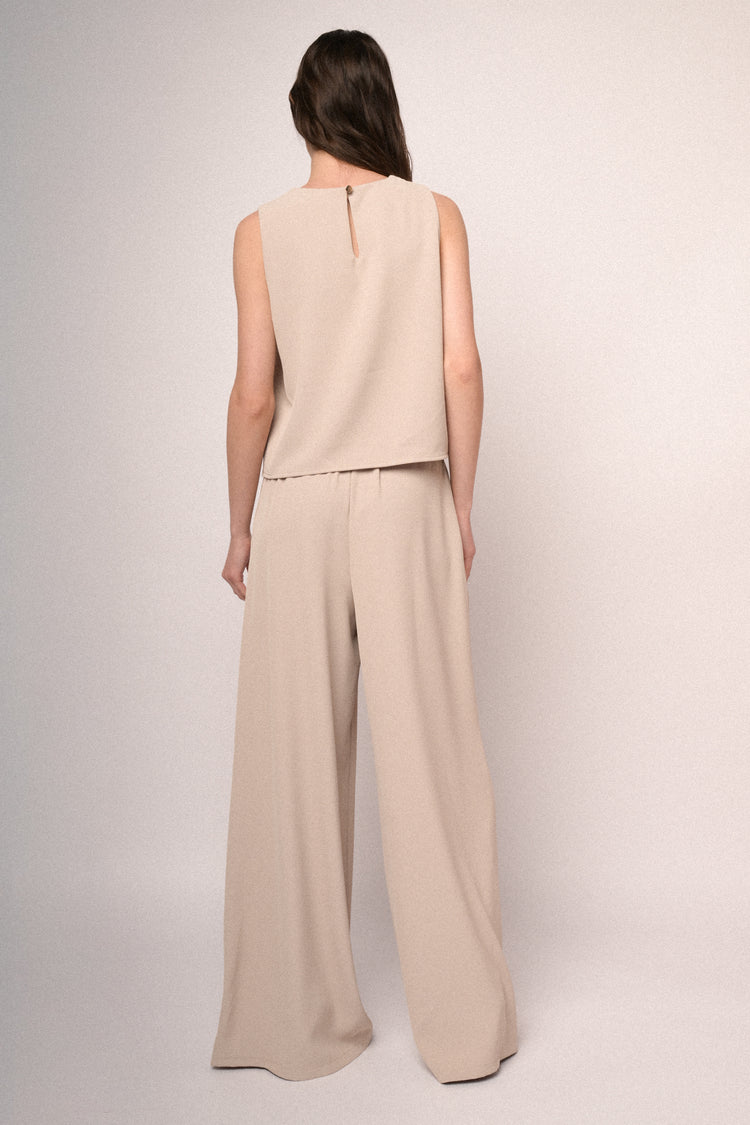 Pantaloni a gamba extra large beige