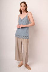 Pantaloni culotte misto viscosa beige