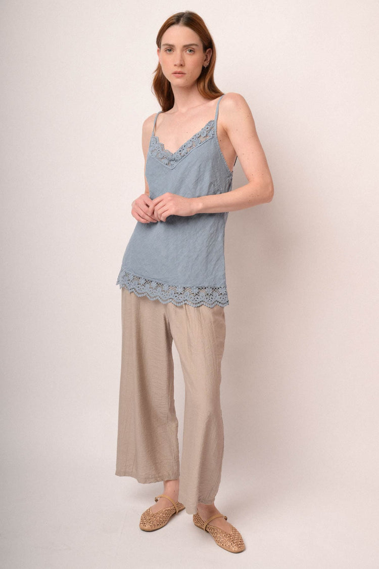 Pantaloni culotte misto viscosa beige