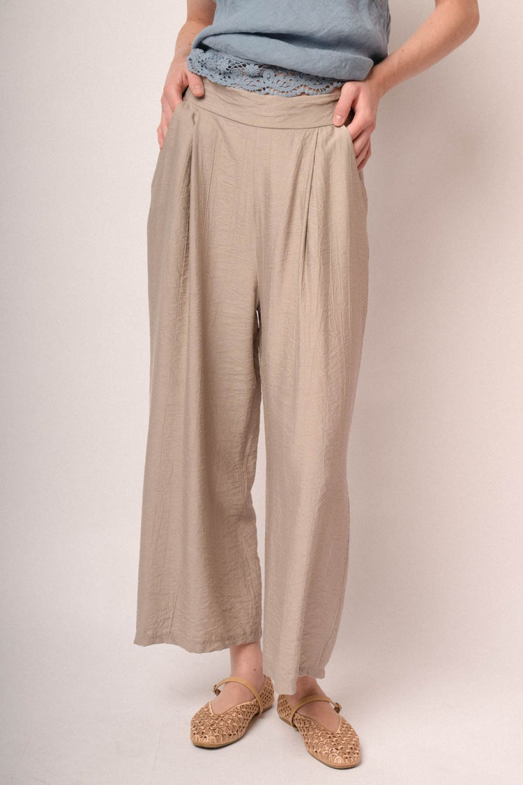 Pantaloni culotte misto viscosa beige