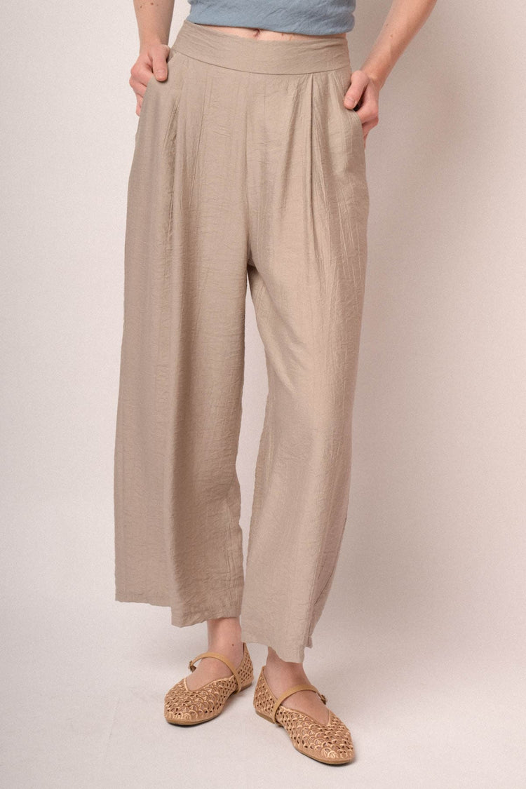 Pantaloni culotte misto viscosa beige