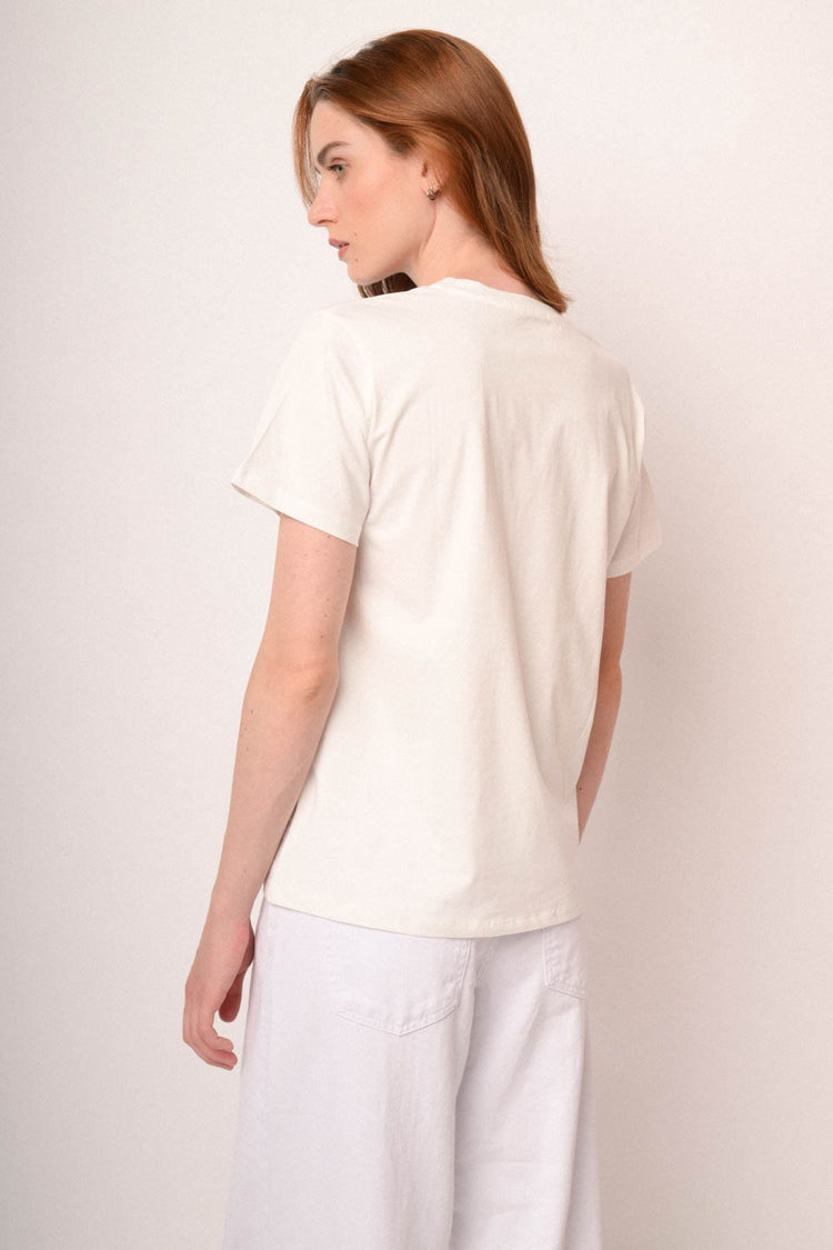 T-shirt Lovie Stamps in cotone bianco
