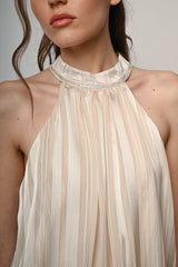 Top in georgette lurex con strass
