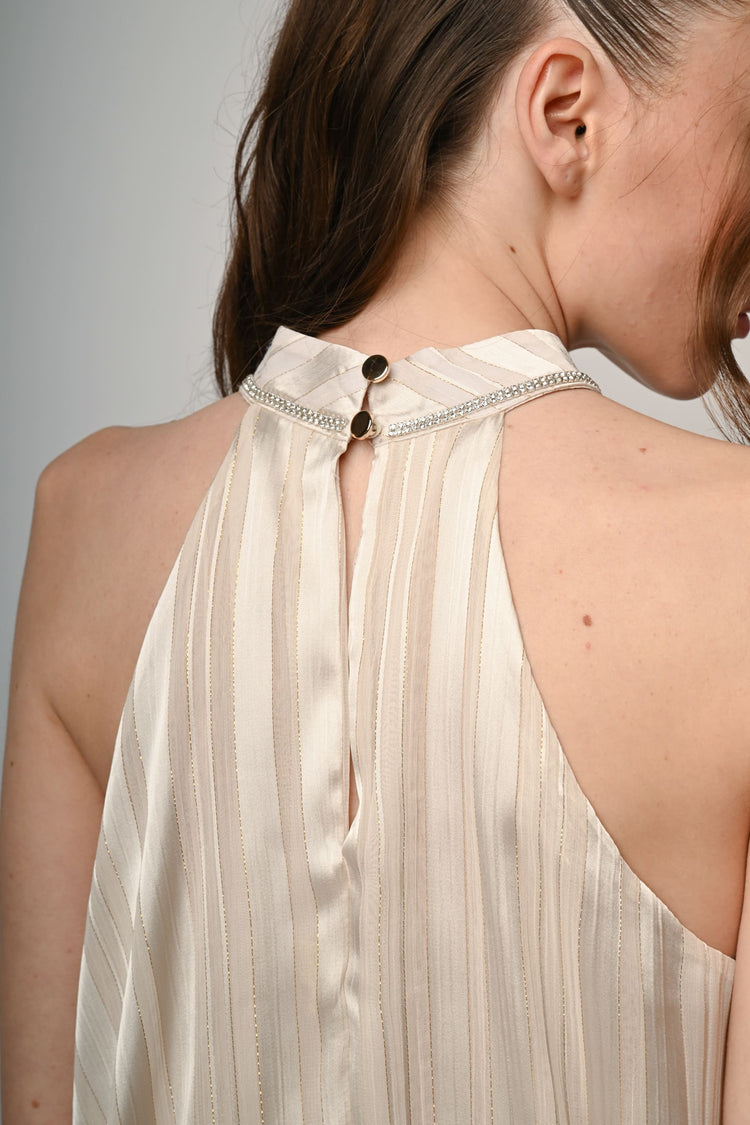 Top in georgette lurex con strass