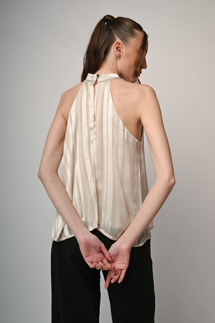 Top in georgette lurex con strass