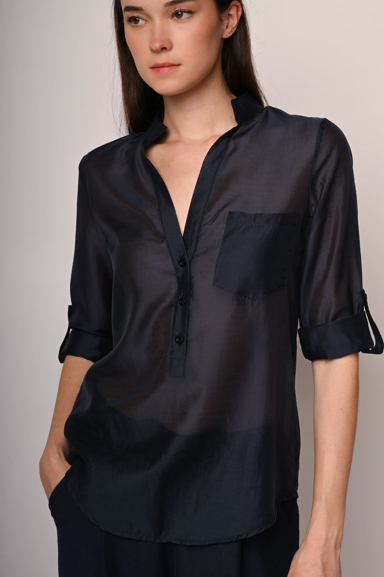 Camicia in mussola con taschino