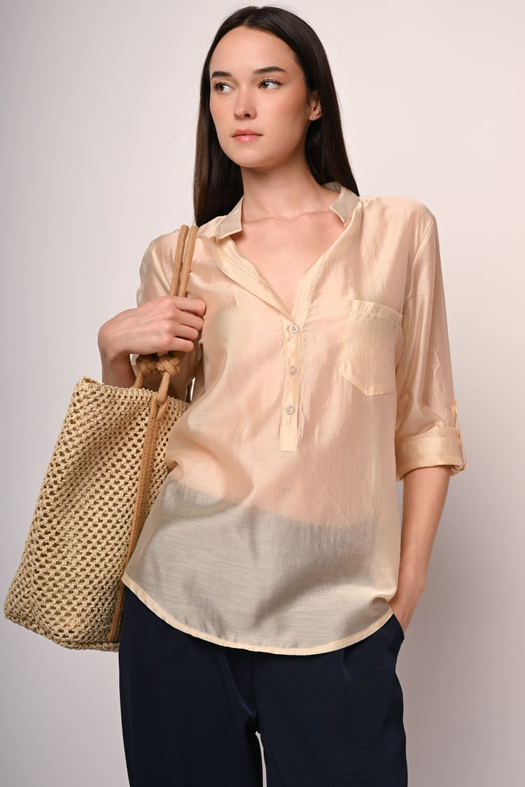 Camicia in mussola con taschino