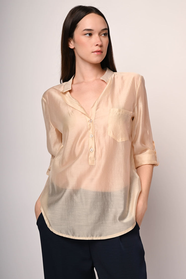 Camicia in mussola con taschino