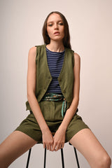 Gilet in lino e viscosa