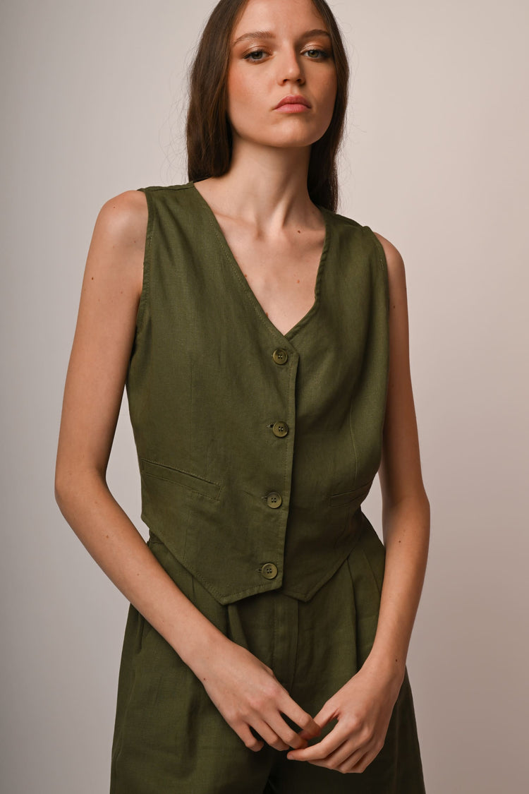Gilet in lino e viscosa