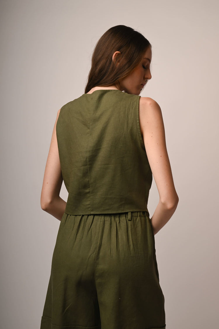 Gilet in lino e viscosa