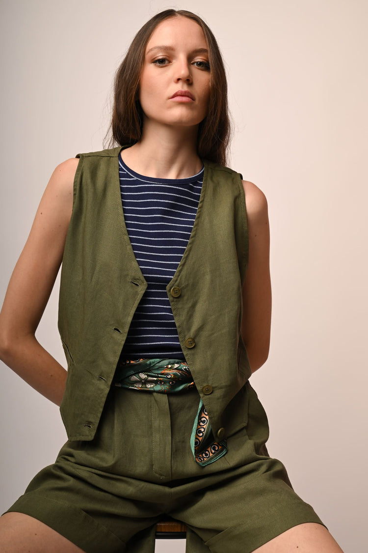 Gilet in lino e viscosa