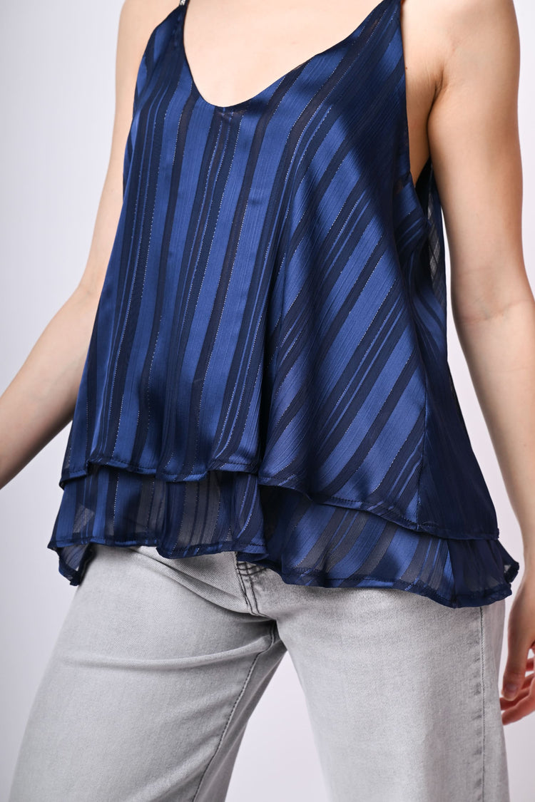 Top doppiato in georgette lurex
