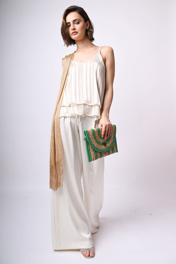 Top doppiato in georgette lurex