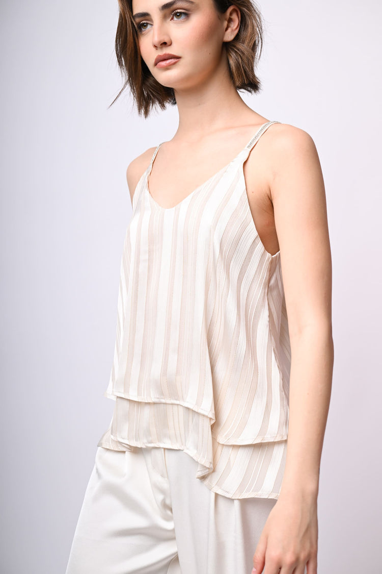 Top doppiato in georgette lurex