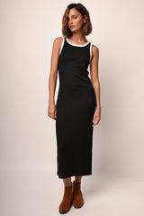 Abito midi in maglia a costine