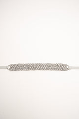 Cintura gioiello in grosgrain lurex e perline argento
