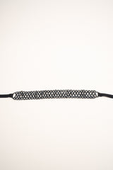Cintura gioiello in grosgrain lurex e perline blu notte