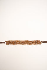 Cintura gioiello in grosgrain lurex e perline testa di moro