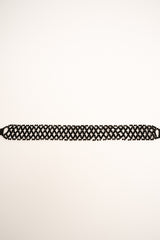 Cintura gioiello in grosgrain lurex e perline nera