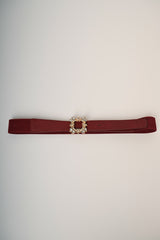Cintura elastica con fibbia quadrata in strass