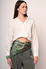Camicia crop in cotone a righe
