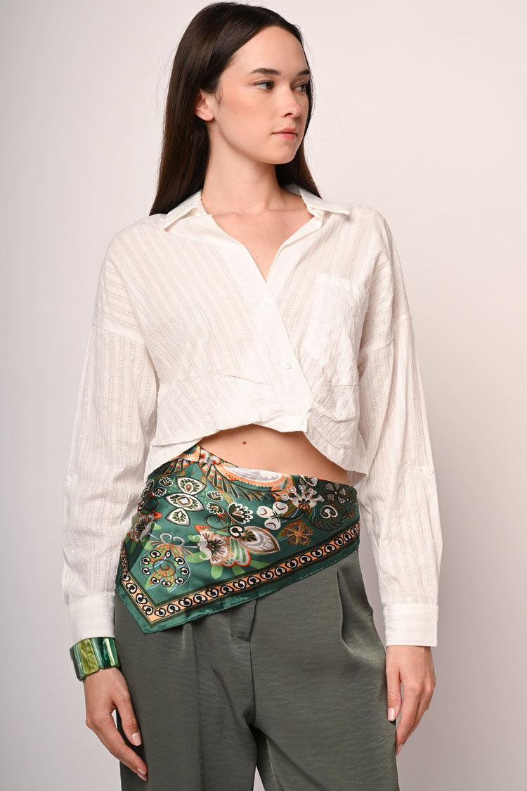Camicia crop in cotone a righe