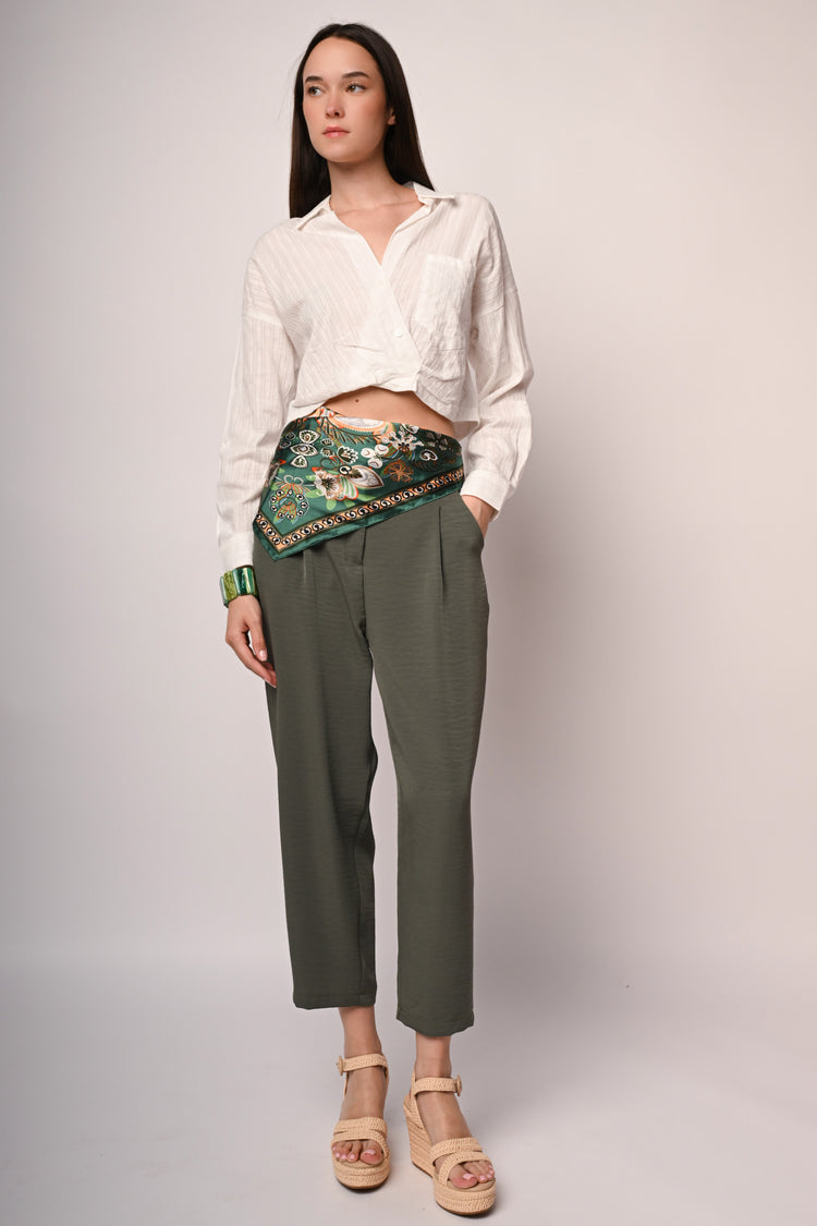 Camicia crop in cotone a righe