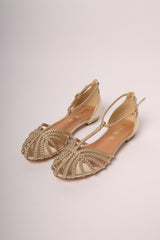 Sandali flat con cinturini intrecciati oro
