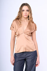Blusa in raso con scollo a V