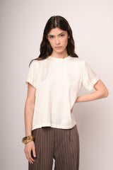 T-shirt in raso di viscosa bianco