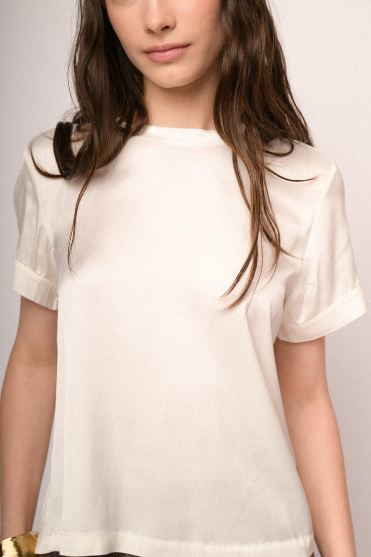 T-shirt in raso di viscosa bianco