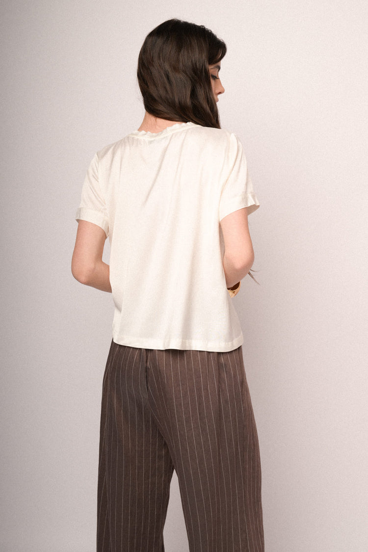 T-shirt in raso di viscosa bianco